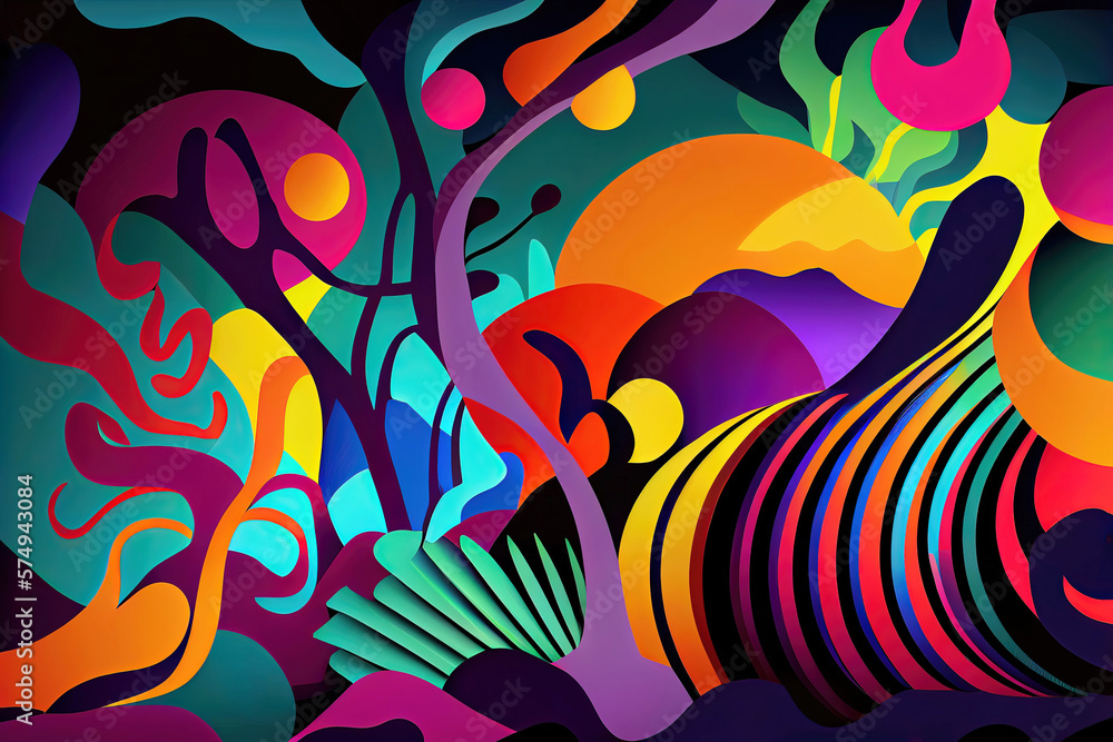 Colorful abstract psychedelic background wallpaper design (Generative AI)