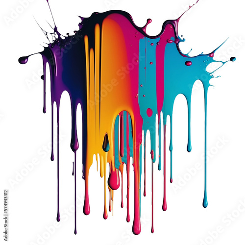 Splash of a colorful paint on a transparent background.