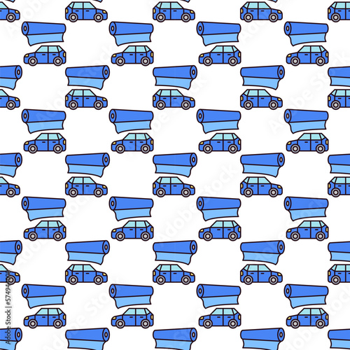 Blue Vehicle and Vinyl Film creative seamless background. Vector Car Wrapping pattern