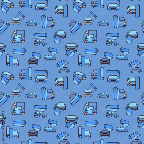 Car Wrapping vector Vinyl Film with Vehicle concept blue seamless pattern