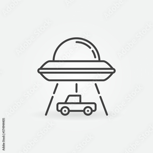 UFO Abducting a Car vector Abduction concept outline icon