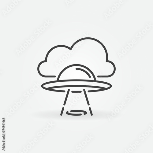 UFO in Cloud vector concept outline minimal icon or sign