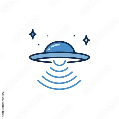 UFO with Radio Waves vector concept colored icon or symbol
