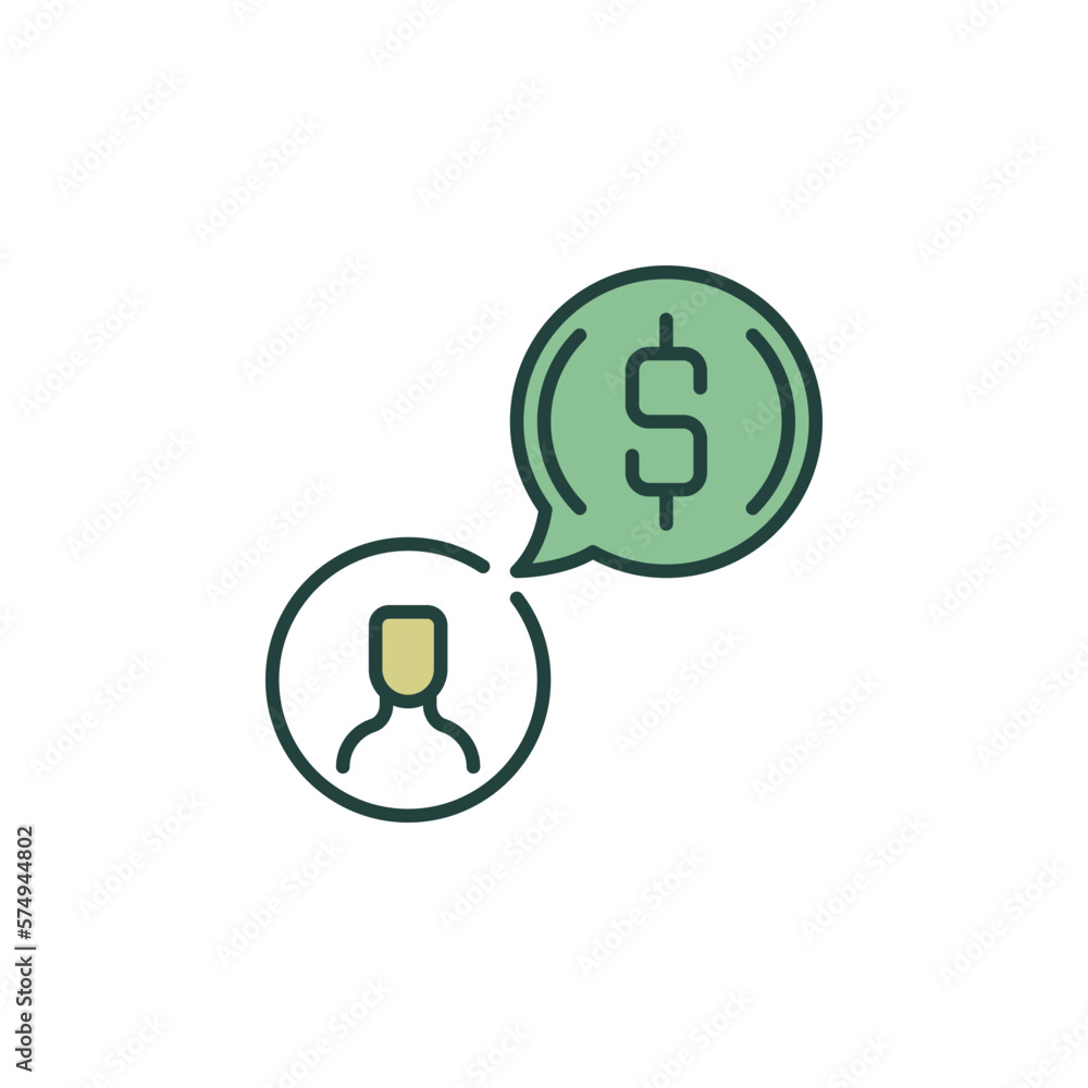 Man and Speech Bubble with Dollar vector concept colored icon Man and Speech Bubble with Dollar vector concept colored icon