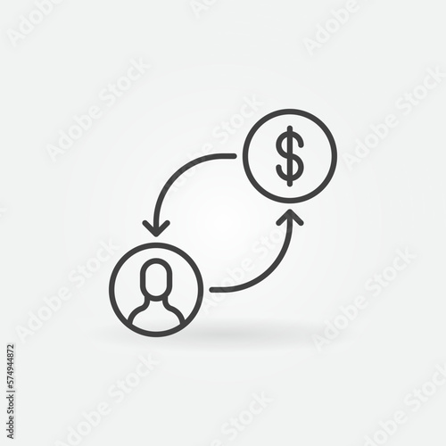 Man with Dollar sign connected with Arrows vector Bribery line icon