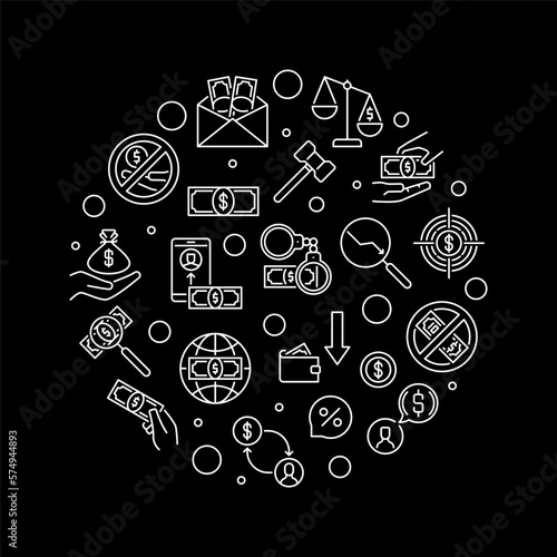 Anti Corruption outline round illustration. Vector banner