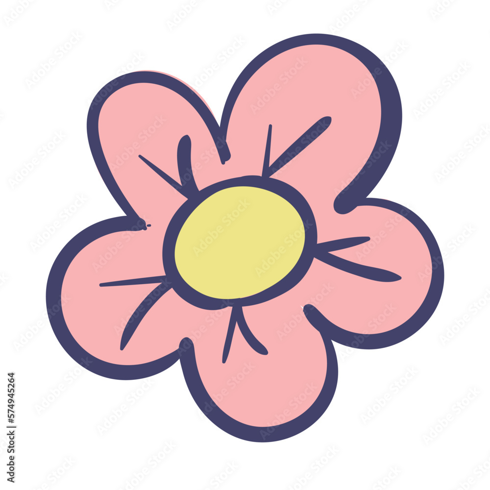Doodle head of abstract chamomile flower simple shape