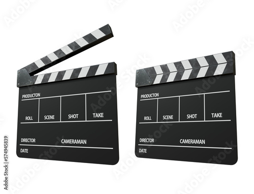 Wallpaper Mural 3d rendering of open and closed clapperboard perspective view