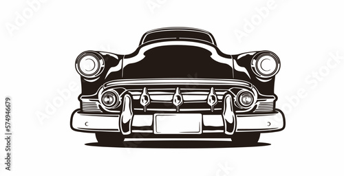 vector classic car in black and white  photo