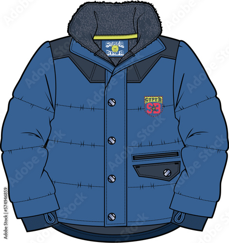illustration vector jacket clothing clothes drawings design collar belted contarasting puffa gilet trim kidswear outwear younger baby caqoule pocho raincoat anorak kids wool coat parka boys fur  photo