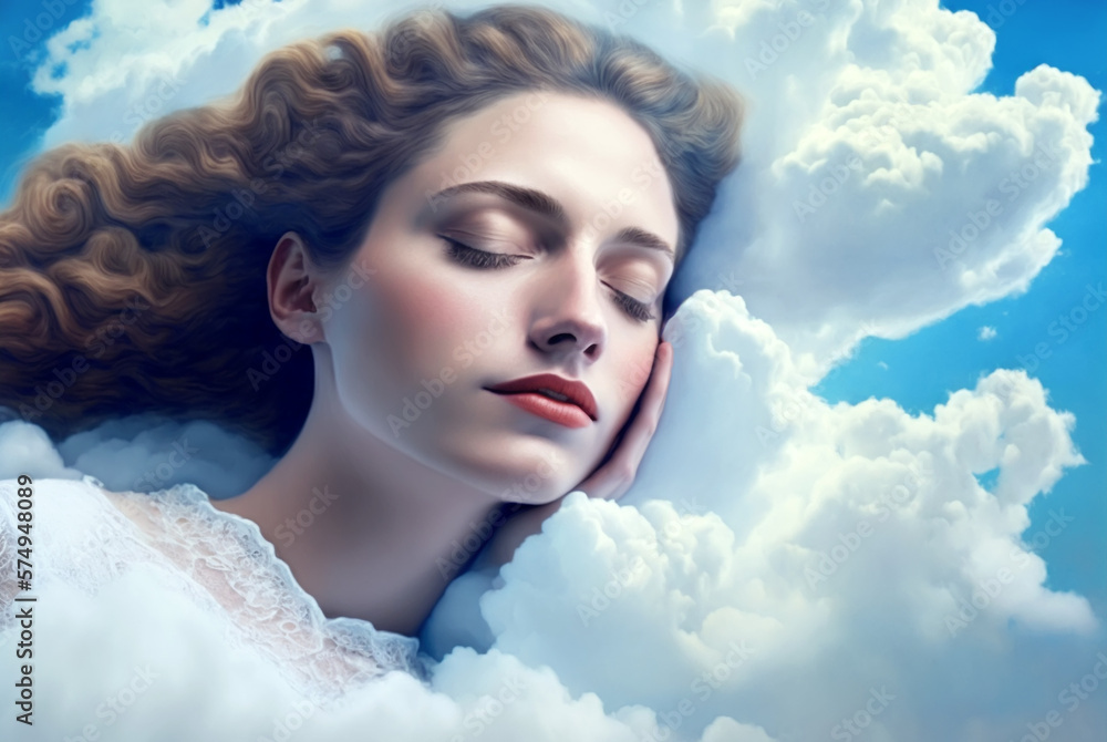 woman sleeping on a cloud