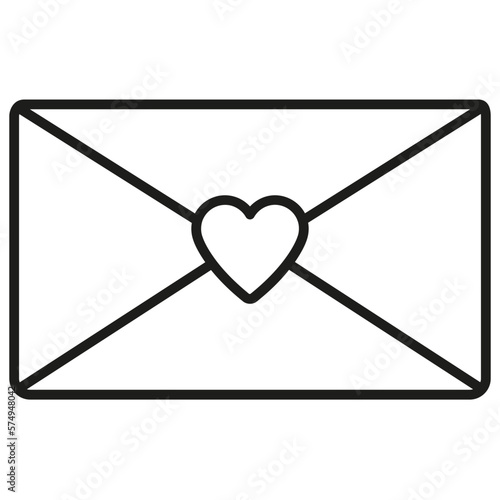 Sobre con mensaje de amor. San Valentín. Carta de amor con corazón. 