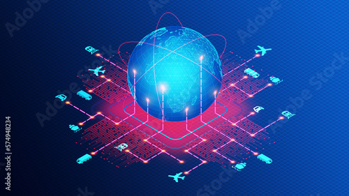 Tablou pe pânză Global Distribution System Concept - GDS - 3D Illustration