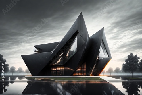 architecutral visualisation of a futuristic building by Generative AI photo