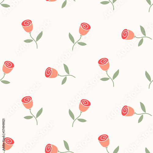 Wallpaper Mural Seamless pattern of hand drawn of doodle rose buds on isolated background. Design for mother's day, Easter, springtime and summertime celebration, scrapbooking, textile, home decor, paper craft. Torontodigital.ca