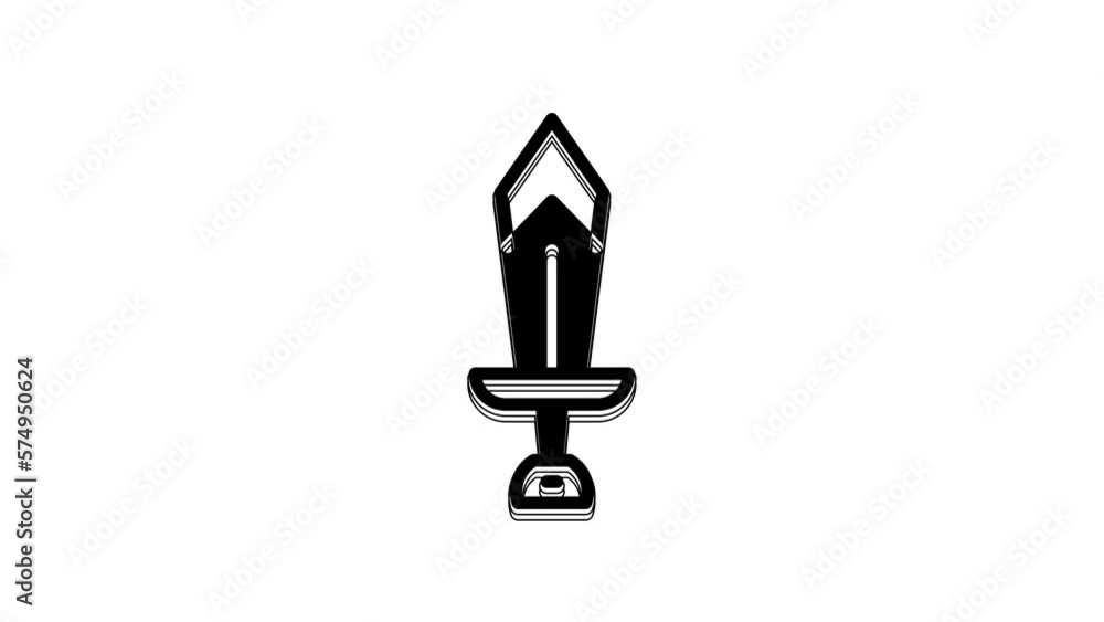 Black Sword for game icon isolated on white background. 4K Video motion graphic animation Black Sword for game icon isolated on white background. 4K Video motion graphic animation