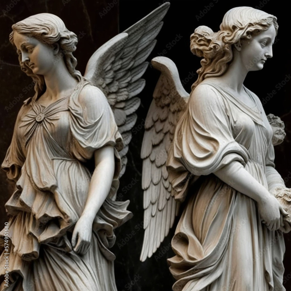 Obraz premium Angel statues. Generative AI.