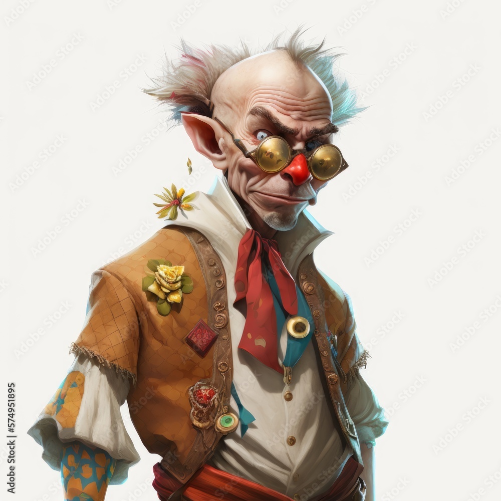 Whimsical Fool's Day Character Illustration on White Background, generative ai