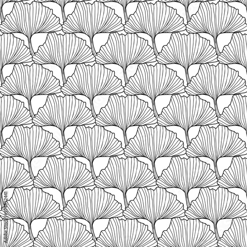Ginkgo biloba Floral seamless pattern with ginkgo leaves.