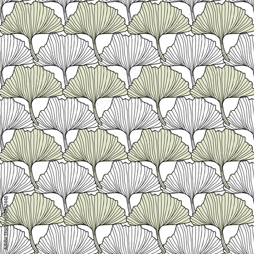 Ginkgo biloba Floral seamless pattern with ginkgo leaves.