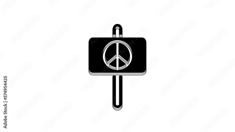 Black Peace icon isolated on white background. Hippie symbol of peace. 4K Video motion graphic animation Black Peace icon isolated on white background. Hippie symbol of peace. 4K Video motion graphic animation