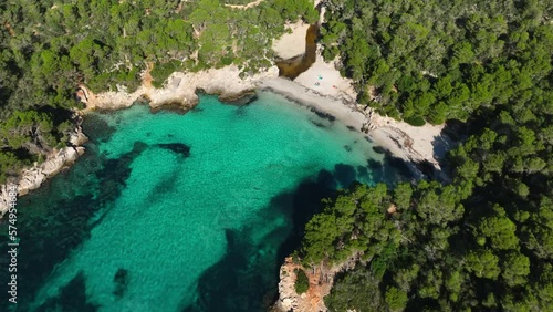 Aerial view of Es Talaier virgin Beach with clear blue water in Menorca  Spain photo