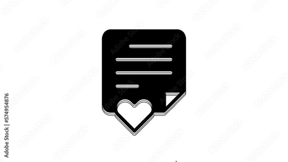 Black Envelope with Valentine heart icon isolated on white background. Message love. Letter love and romance. 4K Video motion graphic animation Black Envelope with Valentine heart icon isolated on white background. Message love. Letter love and romance. 4K Video motion graphic animation