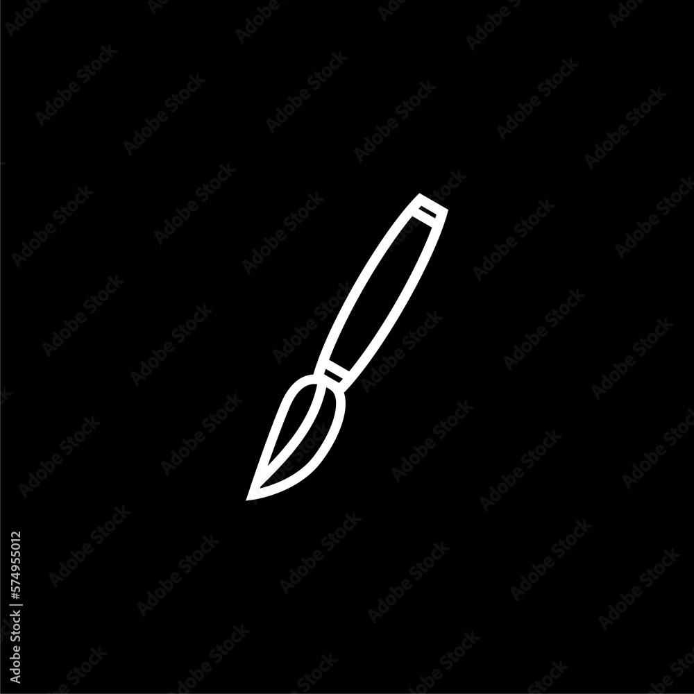 Paint brush icon thin line outline linear paint brush symbol isolated on black background. Paint brush icon thin line outline linear paint brush symbol isolated on black background.