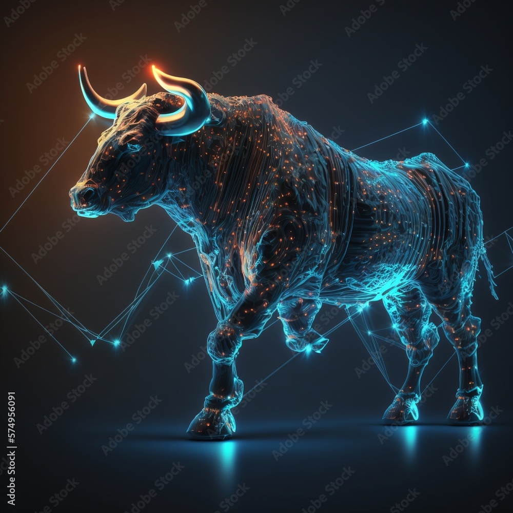 Colorful and Transparent Financial Market Bull with Chart ...