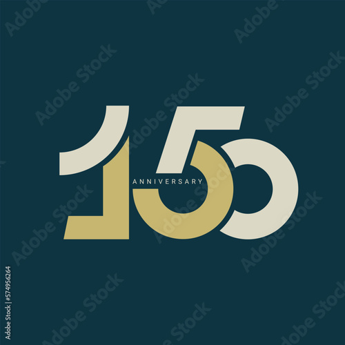 150th, 150 Years Anniversary Logo, Vector Template Design element for birthday, invitation, wedding, jubilee and greeting card illustration.