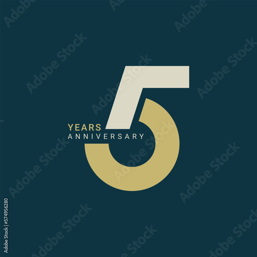5, 5th Years Anniversary Logo, Vector Template Design element for birthday, invitation, wedding, jubilee and greeting card illustration.