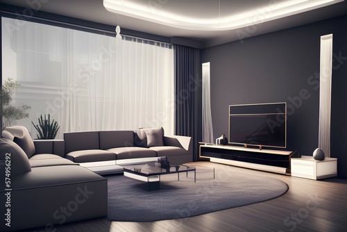 Modern living room with sofa and furniture - generative ai © unalcreative