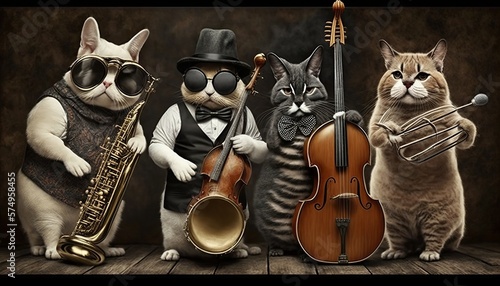the cute animal good band plays music together again and ensures a good atmosphere