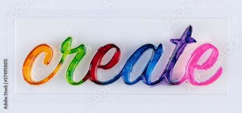 Letters create on form with colored paints photo
