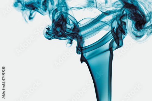 Abstract backdrop with stains of blue incense smoke