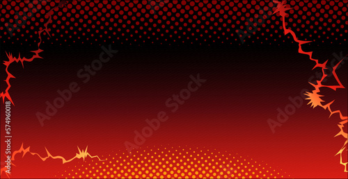 Red-black background with lightnings.