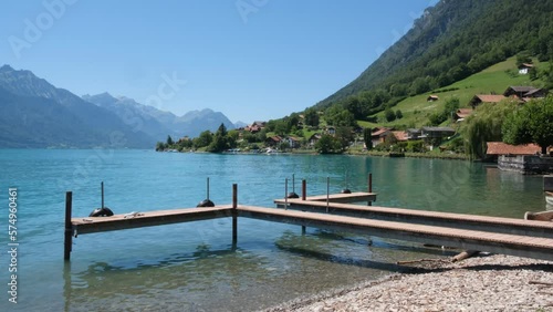 Swiss lake and mountains at Oberreid, Lake Brienz, Switzerland