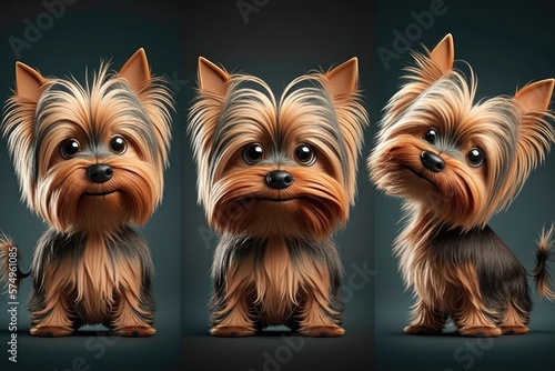 Cute yorkshire terrier dog character. Generative AI photo