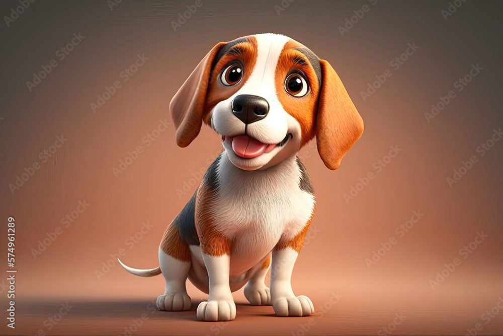 Cute beagle shepherd dog character. Generative AI