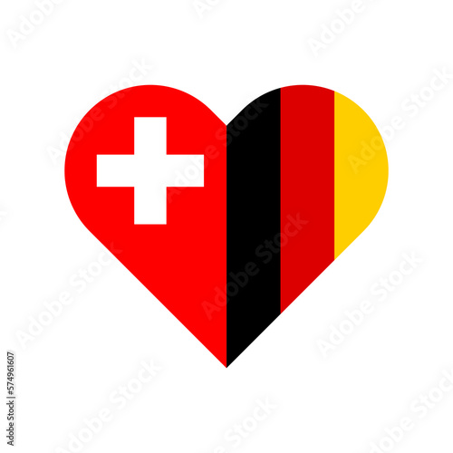 unity concept. heart shape icon of switzerland and germany flags. vector illustration isolated on white background