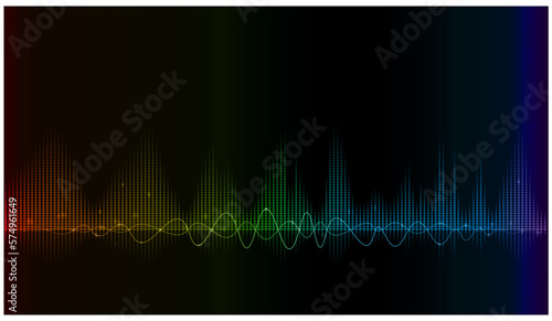 Colorful waveform music equalizer on dark background.