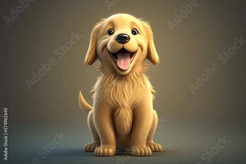 Cute golden retriever dog character. Generative AI photo