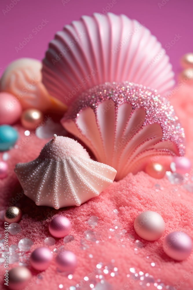 Seashells glitter and sparkle background Seashells glitter and sparkle background