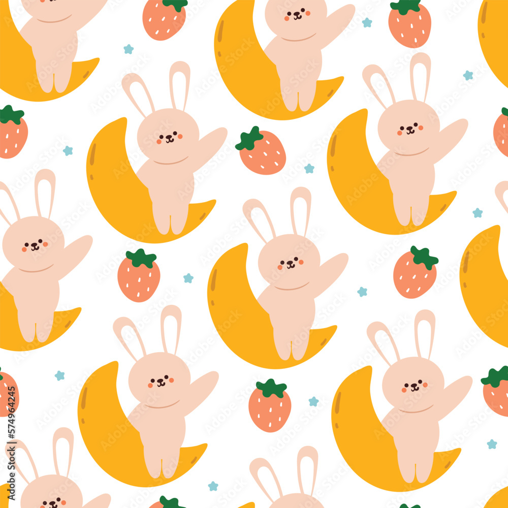Fototapeta premium seamless pattern cartoon bunny. cute animal wallpaper for gift wrap paper