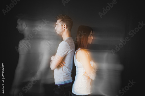 Couple turning their backs and quarreling