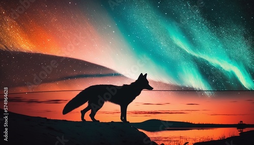 Modernist Representation of Transparent Wolf with Focus on Very Colorful and Detailed Dream Horizon Generated by AI