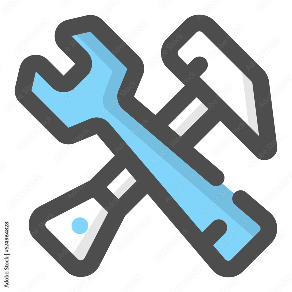 hammer and wrench colored icon hammer and wrench colored icon