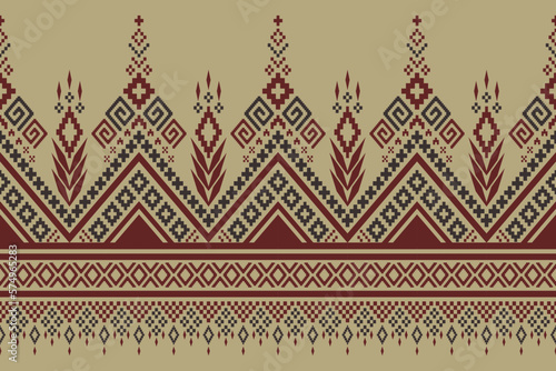 Nature vintages cross stitch traditional ethnic pattern paisley flower Ikat background abstract Aztec African Indonesian Indian seamless pattern for fabric print cloth dress carpet curtains and sarong