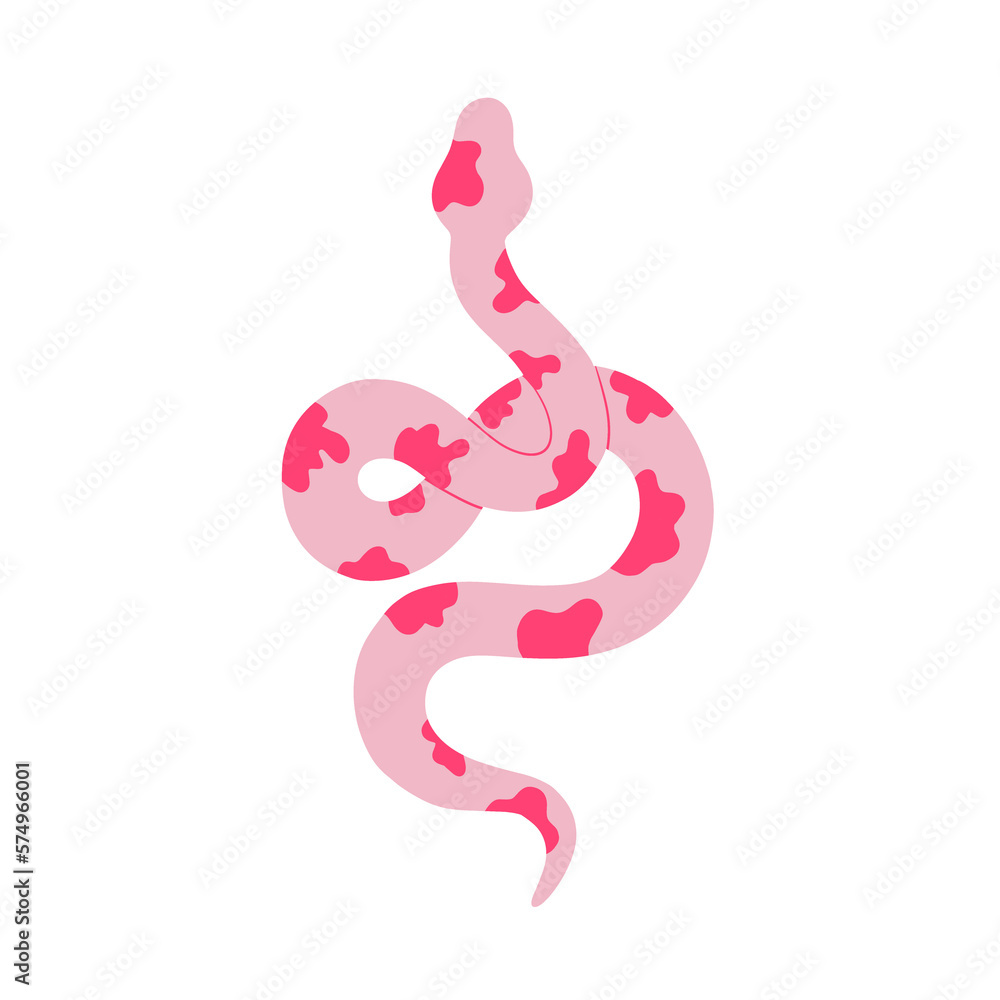 Pink snake with plants and flowers.Beautiful pink snake. Leaves and plants.Pattern with leaves and snake.Background with snake Pink snake with plants and flowers.Beautiful pink snake. Leaves and plants.Pattern with leaves and snake.Background with snake