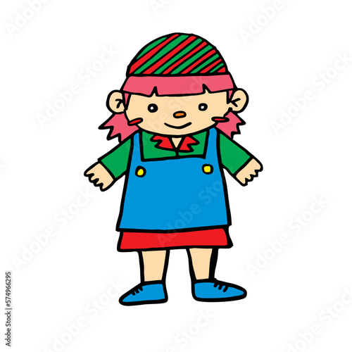 cute cartoon illustration of a girl in a hood and an apron